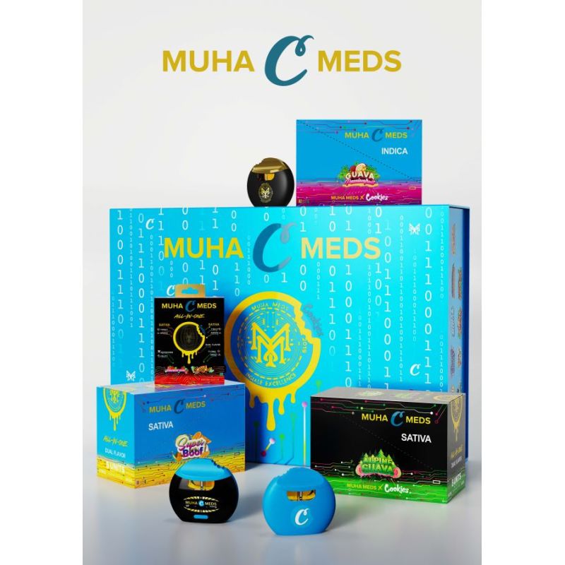 Muha Meds x Cookies 2G Dual Flavor All-In-One Empty Vape Pens with Packaging